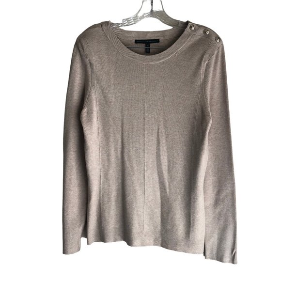 White House Black Market Sweaters - White House Black Market Women's Sweater Sz XL Beige Long Sleeve Padded Shoulder